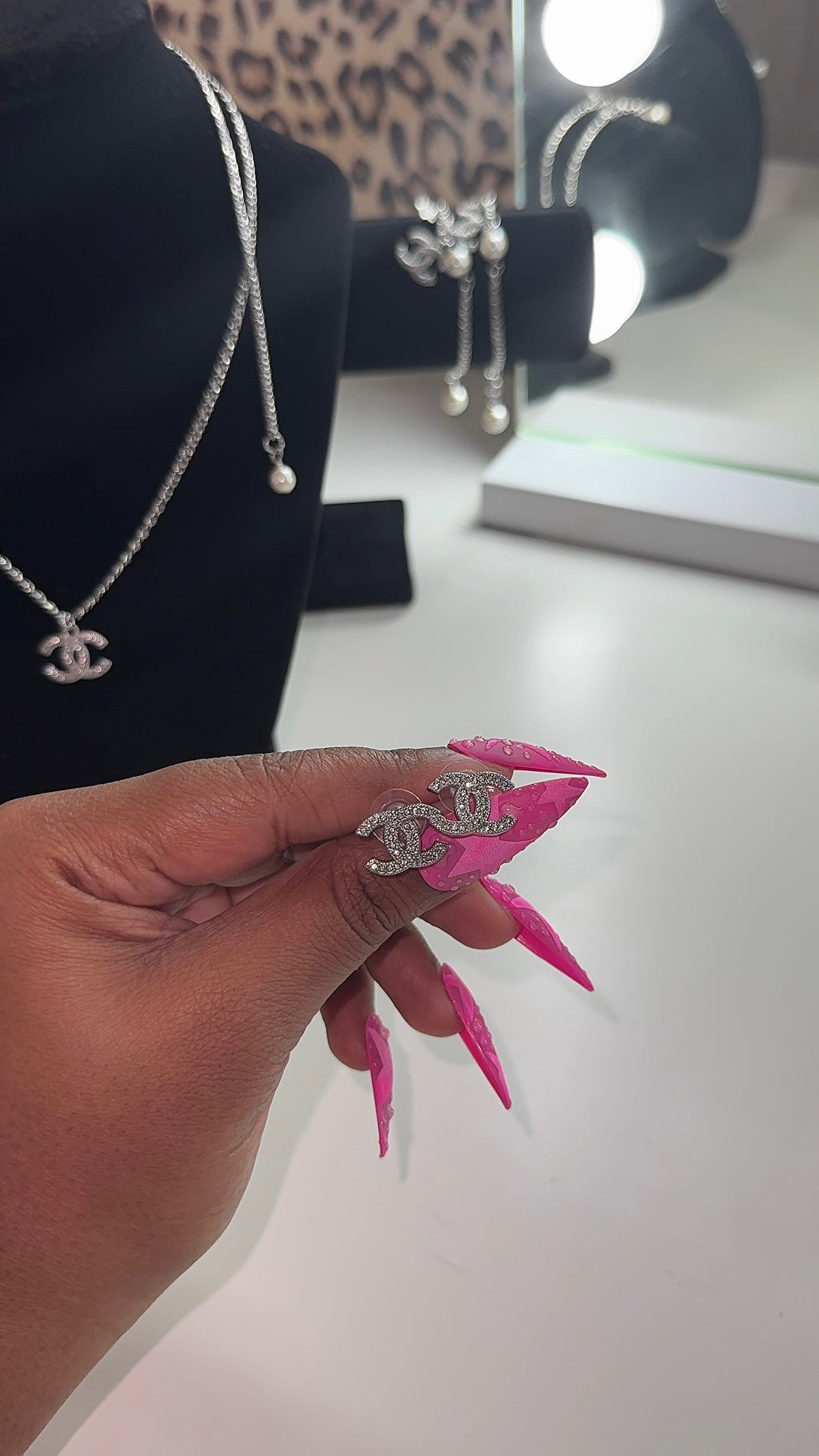 Silver Double CC Studs