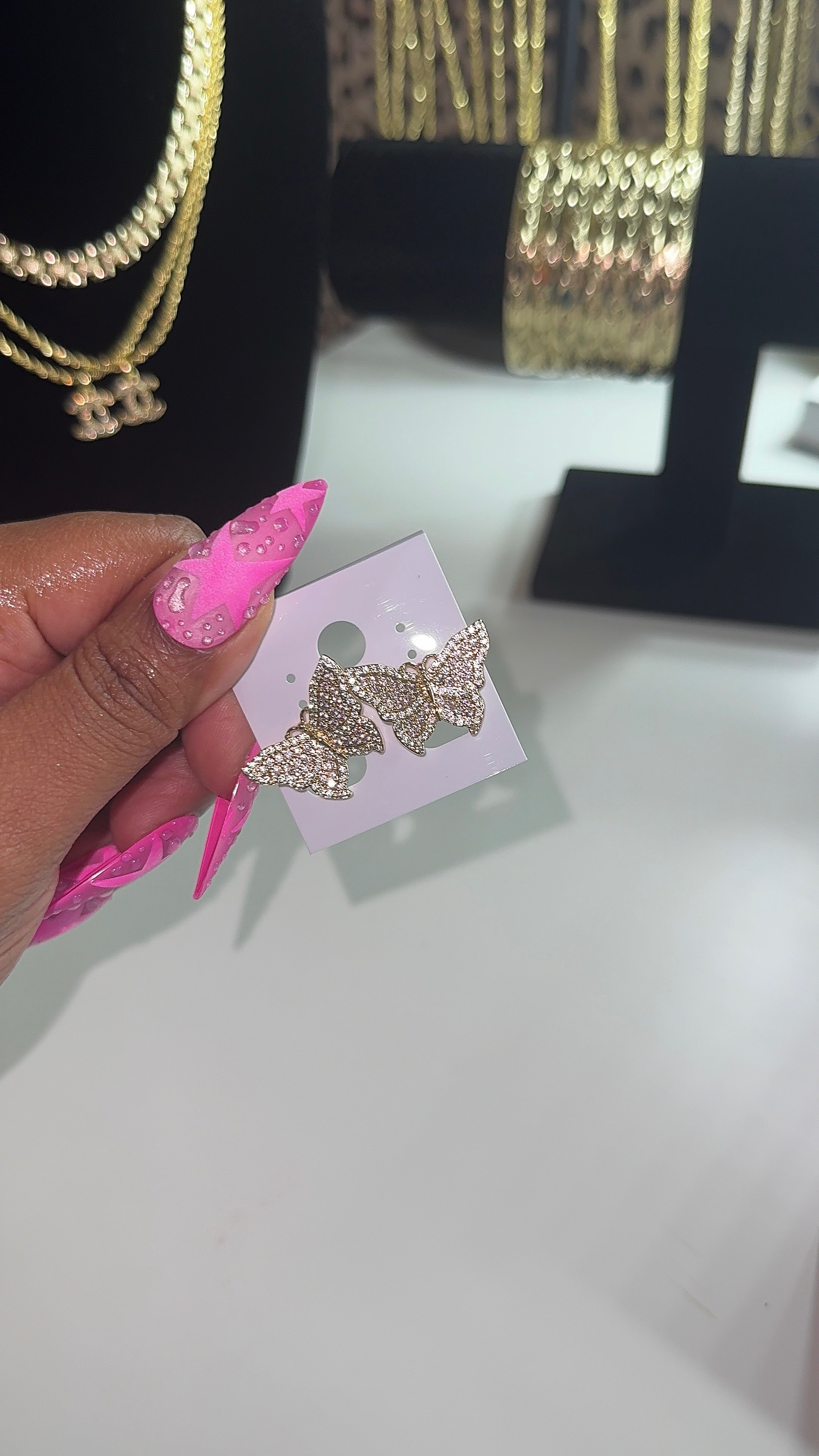 Diamond Butterfly Studs