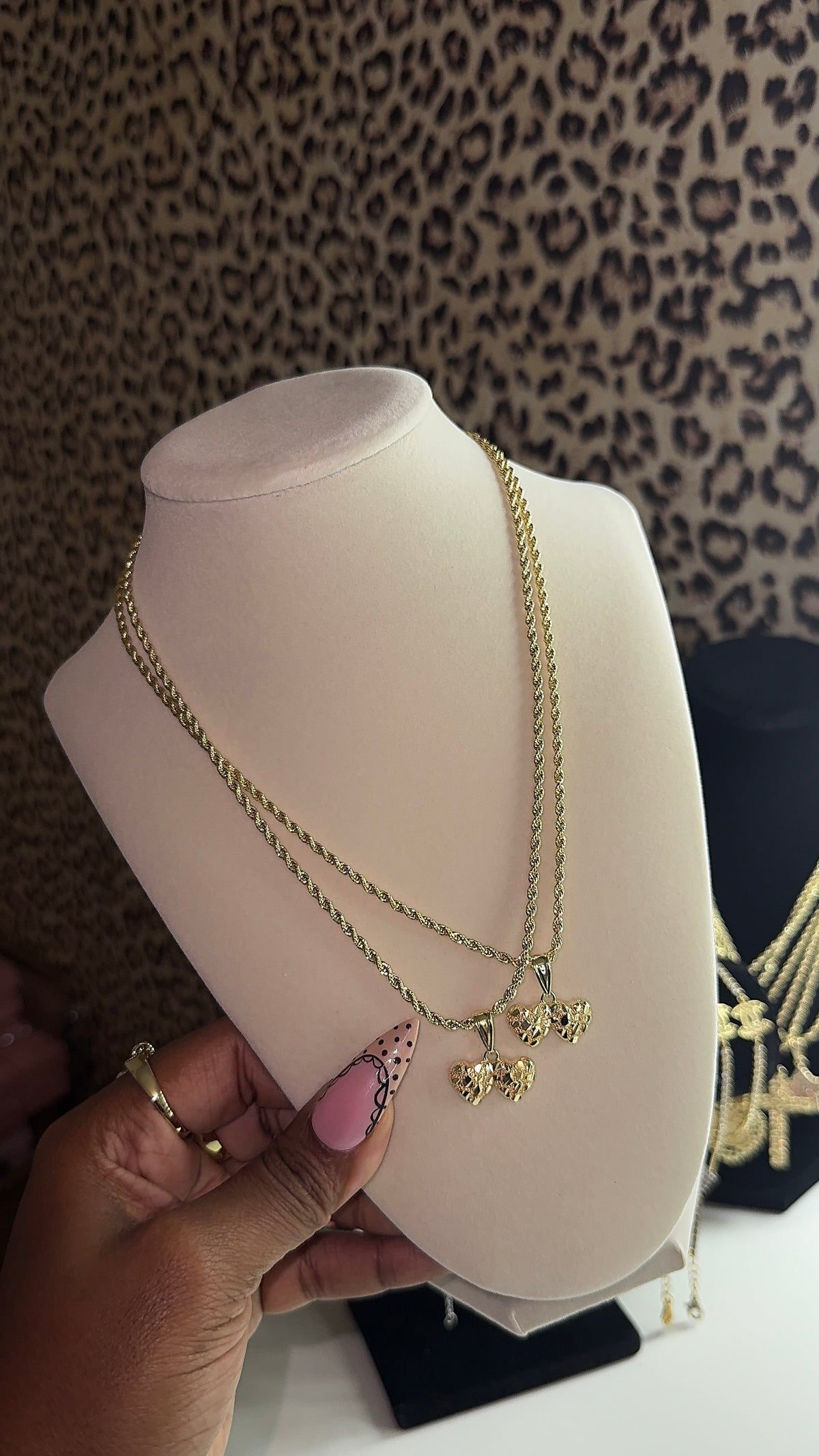 Double Nugget Heart Necklace
