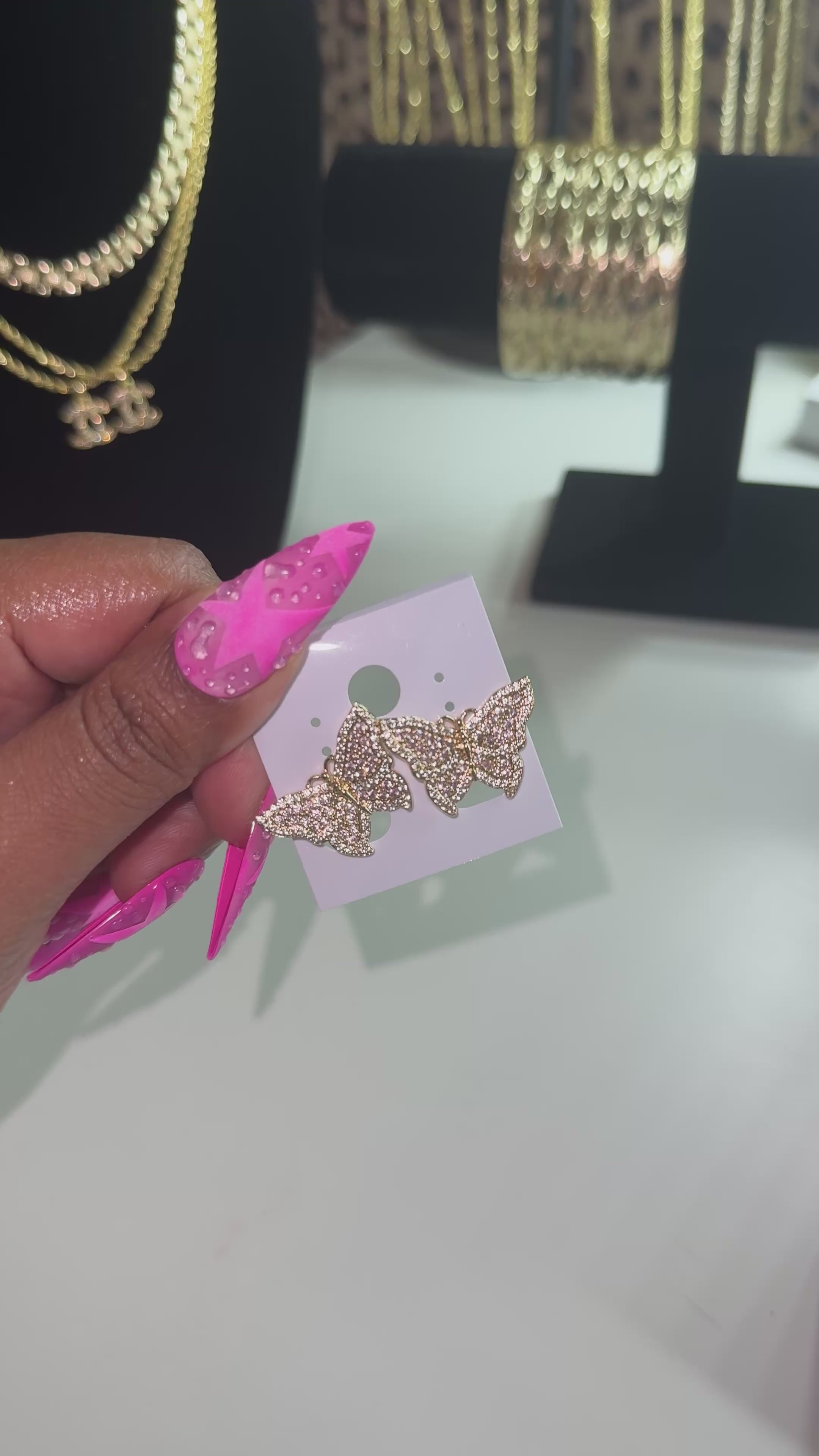 Diamond Butterfly Studs