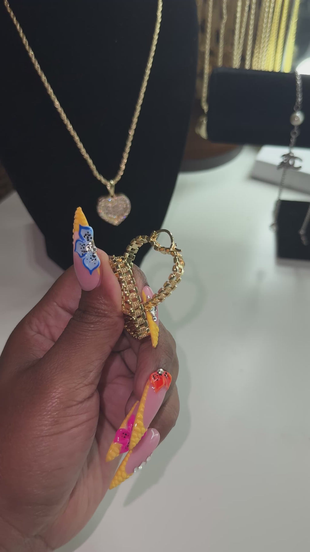 Small Rolex Heart Hoops